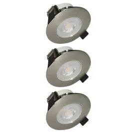ARLUX Lot de 3 spots LED remplaçables encastrables 80mm 230V 3x5W 400lm 2700K acier brossé - 731510