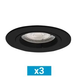 Lot de 3 spots LED encastrables 85mm GU10 230V 3x5W 380lm 2700K noir