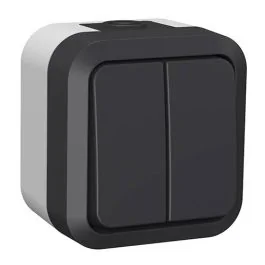 QUARX Aquapro Interrupteur double étanche complet gris IP55 - 9678F
