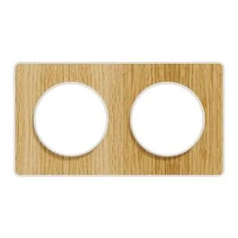 SCHNEIDER Odace Touch Plaque double bois naturel avec liseré blanc - S520804N