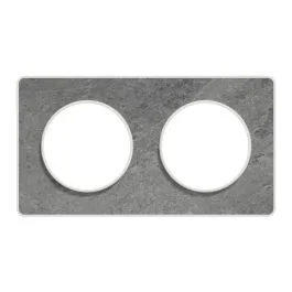SCHNEIDER Odace Touch Plaque double pierre galet avec liseré blanc - S520804U