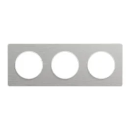 SCHNEIDER Odace Touch Plaque triple  aluminium brossé avec liseré blanc - S520806J