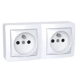 SCHNEIDER Alréa Double prise 2P+T complet saillie blanc - ALB62473P