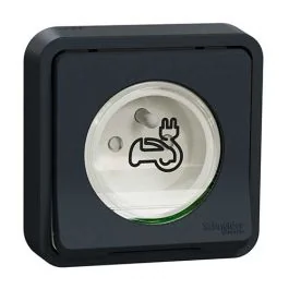 SCHNEIDER MUREVA Styl prise de courant 2P+T renforcée VE étanche complet encastrée gris IP55 - MUR36011