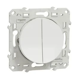 SCHNEIDER Odace Interrupteur double va et vient avec griffes blanc - S525214