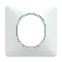 SCHNEIDER Ovalis Plaque simple blanc avec bague effet argent chromé - S320702F