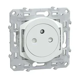 SCHNEIDER Ovalis Prise de courant 2P+T affleurante avec griffes blanc - S320052C