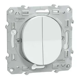 SCHNEIDER Ovalis Interrupteur va et vient + poussoir blanc - S320285