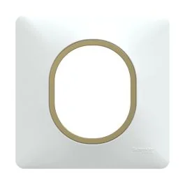 SCHNEIDER Ovalis Plaque simple blanc avec bague effet laiton - S320702D