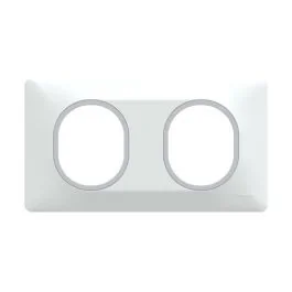 SCHNEIDER Ovalis Plaque double horizontal blanc avec bague effet argent chromé - S320704F