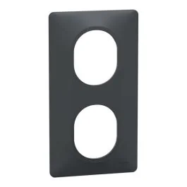 SCHNEIDER Ovalis Plaque double verticale anthracite - S340724