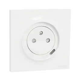 SCHNEIDER Odace Prise de courant 2P+T + USB Type-C affleurante blanc complet