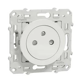 SCHNEIDER Odace Prise de courant 2P+T affleurante avec griffes blanc - S525052