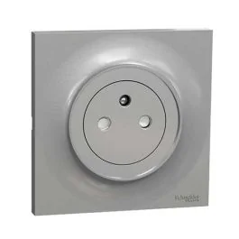 SCHNEIDER Odace Prise de courant 2P+T affleurante aluminium complète