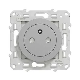 SCHNEIDER Odace Prise de courant 2P+T affleurante aluminium - S530052