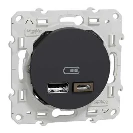 SCHNEIDER Odace Prise chargeur double USB TYPE A+C anthracite - S540401