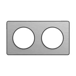 SCHNEIDER Odace Touch Plaque double aluminium brossé avec liseré anthracite - S540804J