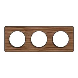 SCHNEIDER Odace Touch Plaque triple  bois zebrano avec liseré anthracite - S540806P4