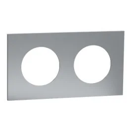 SCHNEIDER Odace Metal Plaque double titane support blanc - S910704