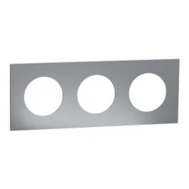 SCHNEIDER Odace Metal Plaque triple titane support blanc - S910706