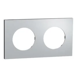 SCHNEIDER Odace Metal Plaque double aluminium support noir - S913704