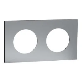 SCHNEIDER Odace Metal Plaque double titane support noir - S915704