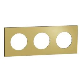 SCHNEIDER Odace Metal Plaque triple laiton support noir - S916706