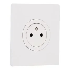 SCHNEIDER Odace Prise de courant 2P+T affleurante blanc craie et plaque simple Architecte céramique blanc 