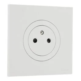 SCHNEIDER Odace Prise de courant 2P+T affleurante blanc craie complet