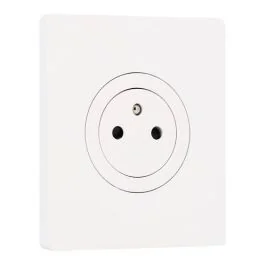 SCHNEIDER Odace Prise de courant 2P+T affleurante blanc craie et plaque simple blanc craie 