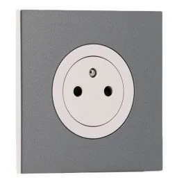 SCHNEIDER Odace Prise de courant 2P+T affleurante blanc craie et plaque simple titane