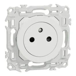 SCHNEIDER Odace Prise de courant 2P+T affleurante blanc craie - S920052
