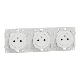 SCHNEIDER Odace Triple prise de courant précâblée 2P+T affleurante blanc craie - S920072