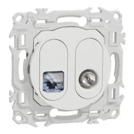 SCHNEIDER Odace Prise RJ45 catégorie 6 STP et TV simple blanc craie - S920141