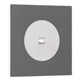 SCHNEIDER Odace Interrupteur va et vient/bouton poussoir à levier blanc craie et plaque simple titane