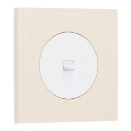 SCHNEIDER Odace Interrupteur va et vient/bouton poussoir à levier blanc craie et plaque simple beige sable