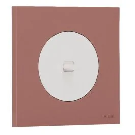 SCHNEIDER Odace Interrupteur va et vient/bouton poussoir à levier blanc craie et plaque simple rose grenat