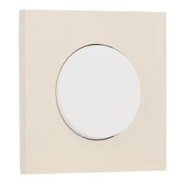 SCHNEIDER Odace Interrupteur va et vient/bouton poussoir blanc craie et plaque simple beige sable