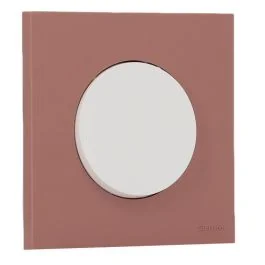 SCHNEIDER Odace Interrupteur va et vient/bouton poussoir blanc craie et plaque simple rose grenat