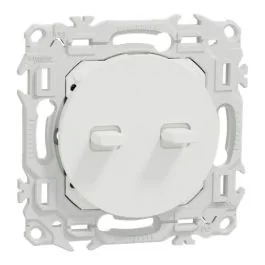 SCHNEIDER Odace Interrupteur double va et vient/bouton poussoir à levier blanc craie - S920213