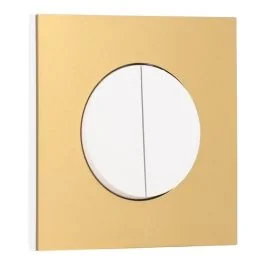 SCHNEIDER Odace Interrupteur double va et vient/bouton poussoir blanc craie et plaque simple laiton