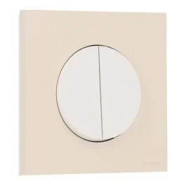 SCHNEIDER Odace Interrupteur double va et vient/bouton poussoir blanc craie et plaque simple beige sable