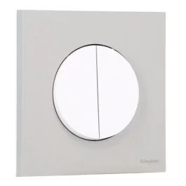 SCHNEIDER Odace Interrupteur double va et vient/bouton poussoir blanc craie et plaque simple gris galet
