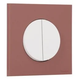 SCHNEIDER Odace Interrupteur double va et vient/bouton poussoir blanc craie et plaque simple rose grenat