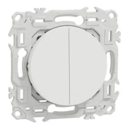 SCHNEIDER Odace Interrupteur double va et vient/bouton poussoir blanc craie - S920214