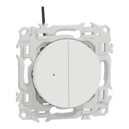 SCHNEIDER Odace Interrupteur double va et vient/bouton poussoir à voyant lumineux blanc craie - S920273