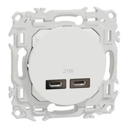SCHNEIDER Odace Double chargeur USB Type-C blanc craie - S920401