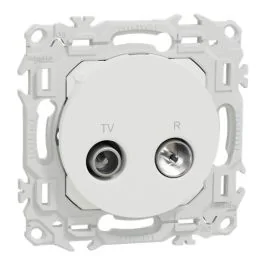 SCHNEIDER Odace Prise TV / FM blanc craie - S920451