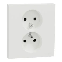 SCHNEIDER Odace Double prise de courant 2P+T complet blanc craie - S921089