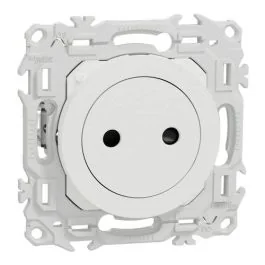SCHNEIDER Odace Prise de courant 2P affleurante avec griffes blanc craie - S925033